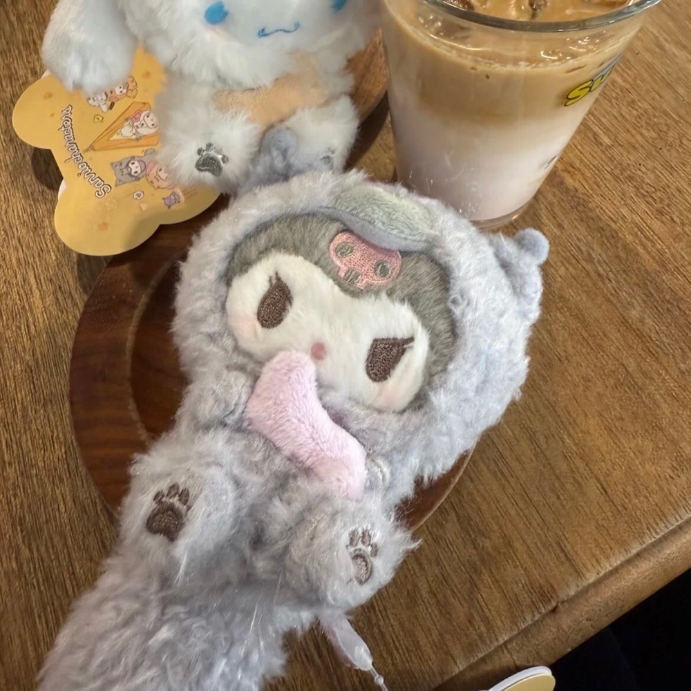 Fuzzy Gray and Pink Cat Headpiece with Plush Ears - Picture 2 of 5
